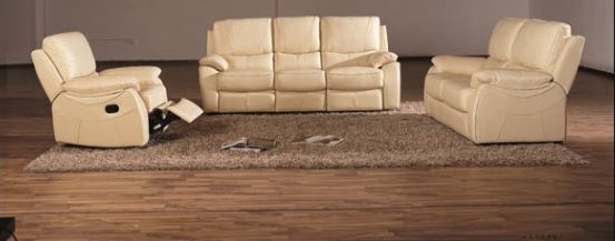 Canapea din piele naturala, 3 locuri cu 2 reclinere manuale (Model 2672)