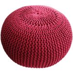 Taburet tricotat rotund Heinner Home, 45x35 cm, Rosu