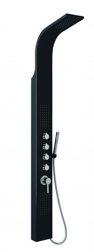 Panel dus Danubio negru cu 3 functii: dus de mana, dus superior si hidromasaj. Panel dus Danubio negru cu 3 functii: dus de mana, dus superior si hidromasaj.