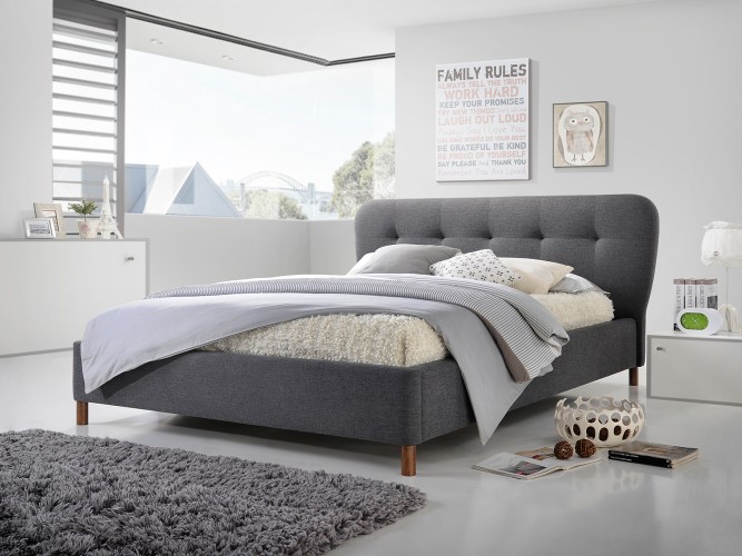 Pat Tapitat cu Stofa Emma Dark Grey Pat Tapitat cu Stofa Emma Dark Grey