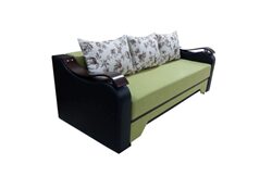 Canapea Sally mica, verde/wenge, stofa/piele ecologica #317