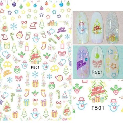 Abtibilduri unghii model F501 Craciun linistit
