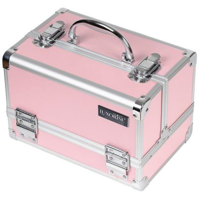 Geanta Manichiura din Aluminiu cu Oglinda, Elegant Pink - LUXORISE