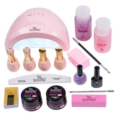 Kit Unghii Gel si Oja Semipermanenta Incepatori cu Lampa UV/LED SensoPRO Promotie #03