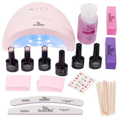 Kit Unghii Oja Semipermanenta Incepatori cu Lampa UV/LED SensoPRO Promotie #09