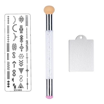 Set 3 in 1 Baby Boomer / Ombre cu maner alb argintiu + Matrita XY- N03