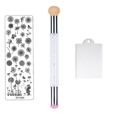 Set 3 in 1 Baby Boomer / Ombre cu maner alb argintiu + Matrita XY- N06