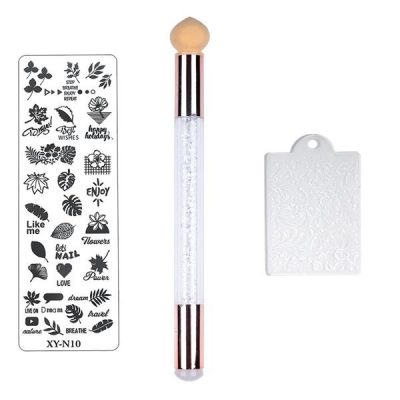 Set 3 in 1 Baby Boomer / Ombre cu maner alb auriu + Matrita XY- N10