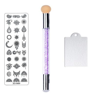 Set 3 in 1 Baby Boomer / Ombre cu maner mov argintiu + Matrita XY- N09