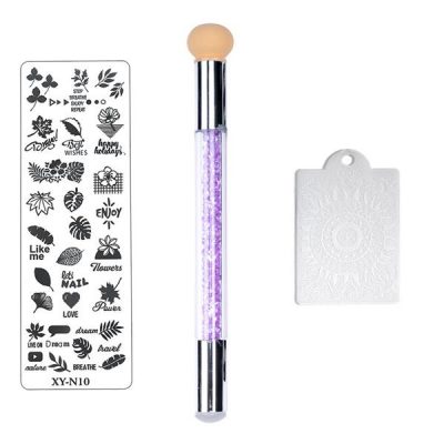 Set 3 in 1 Baby Boomer / Ombre cu maner mov argintiu + Matrita XY- N10