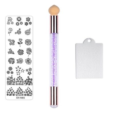 Set 3 in 1 Baby Boomer / Ombre cu maner mov auriu + Matrita XY- N05