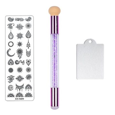 Set 3 in 1 Baby Boomer / Ombre cu maner mov roz + Matrita XY- N09