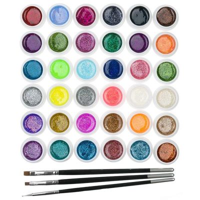 Set 36 geluri UV Color cu Sclipici ENS PRO + CADOU