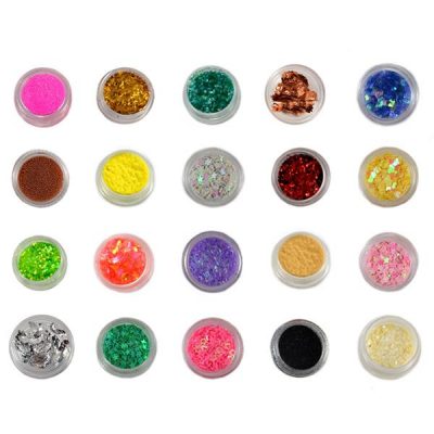 Set Nail-Art Winter Colors - 20 bucati Strasuri Paiete Sclipici