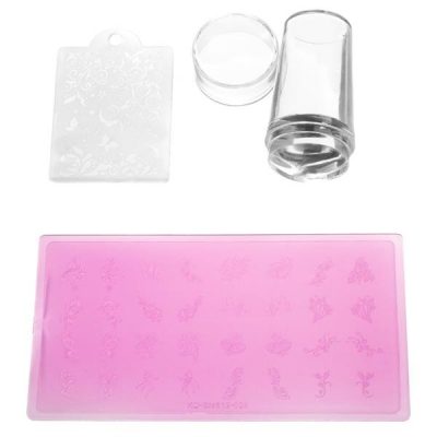 Set Stampila Unghii Silicon Mare cu Matrita Sablon Lavander