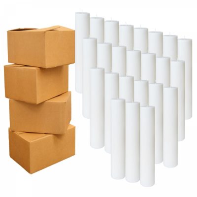Bax 96 Lumanari Albe Botez H30cm D5,5cm