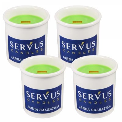 Set 4 Lumanari Parfumate Iarba Salbatica cu fitil din lemn