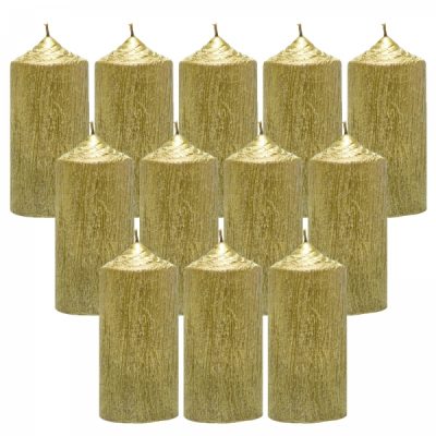 Bax 12 Lumanari Aurii cilindru 13cm
