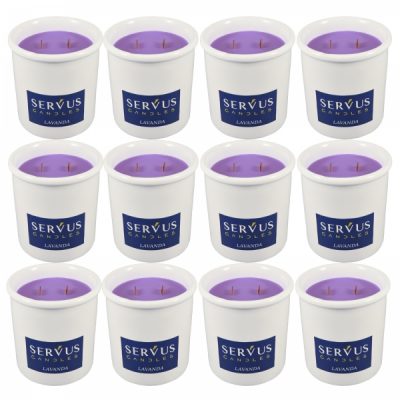 Bax 12 Lumanari Parfumate Lavanda cu 2 fitiluri din lemn