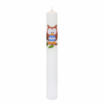 Lumanare Botez Bufnita Baieti H40cm D4,5cm
