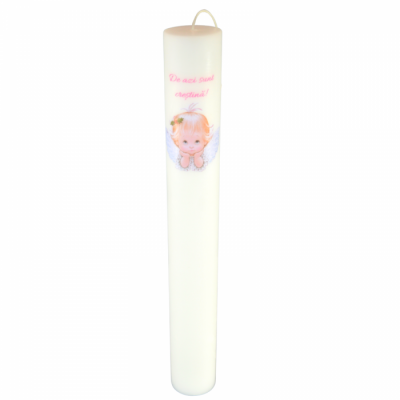 Lumanare Botez Ingeras cu mesaj H40cm D5,5cm