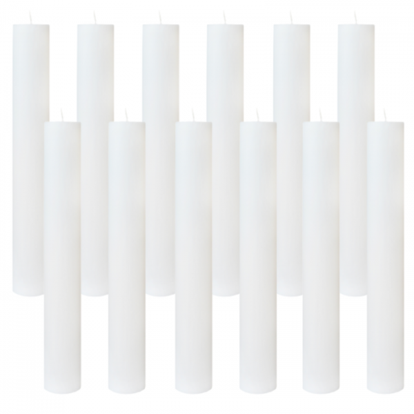 Set 12 Lumanari Botez Albe H40cm D4,5cm