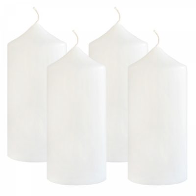 Set 4 Lumanari Albe cilindru H13cm D6cm