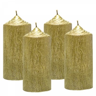 Set 4 Lumanari Aurii cilindru 13cm