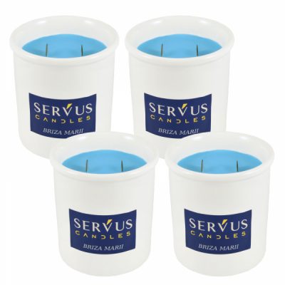 Set 4 Lumanari Parfumate Briza Marii cu 2 fitiluri din lemn
