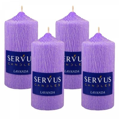 Set 4 Lumanari Parfumate Lavanda cilindru 13cm