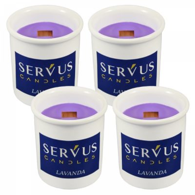 Set 4 Lumanari Parfumate Lavanda cu fitil din lemn
