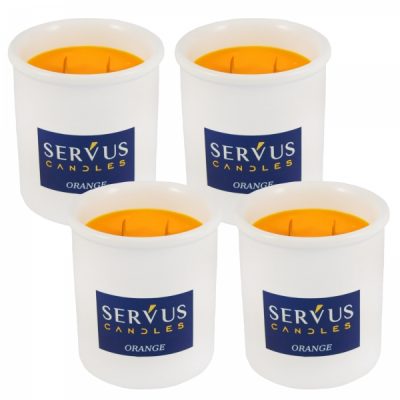 Set 4 Lumanari Parfumate Orange cu 2 fitiluri din lemn
