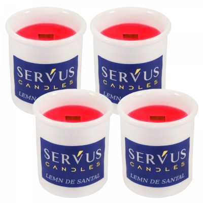 Set 4 Lumanari Parfumate Lemn de Santal cu fitil din lemn