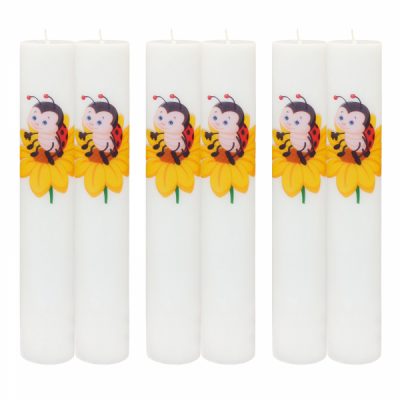 Set 6 Lumanari Botez Buburuza H40cm D7cm