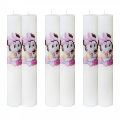 Set 6 Lumanari Botez Baby Minnie H35cm D4,5cm