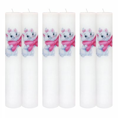 Set 6 Lumanari Botez Pisica Marie H40cm D7cm