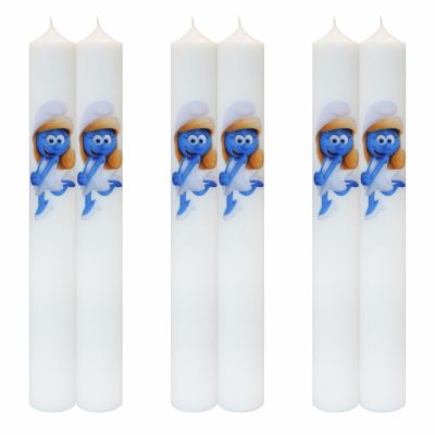 Set 6 Lumanari Botez Strumfita H40cm D4,5cm