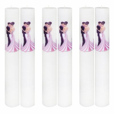 Set 6 Lumanari Nunta Mire si Mireasa Dansand H40cm D4,5cm