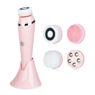 Perie electrica de curatare faciala 4in1 , fara fir , reincarcabila , curatare, demachiere ,masaj si lifting, Rose