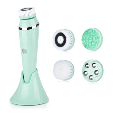 Perie electrica de curatare faciala 4in1 , fara fir , reincarcabila , curatare, demachiere ,masaj si lifting, Verde