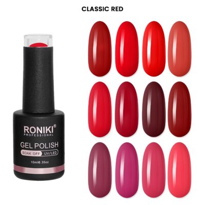Set 12 Oje Semipermanente Roniki 10ml - CLASSIC RED