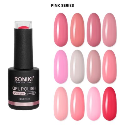 Set 12 Oje Semipermanente Roniki 10ml - PINK SERIES