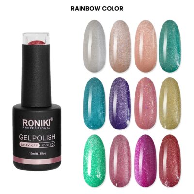 Set 12 Oje Semipermanente Roniki 10ml - RAINBOW COLOR