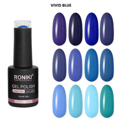 Set 12 Oje Semipermanente Roniki 10ml - VIVID BLUE