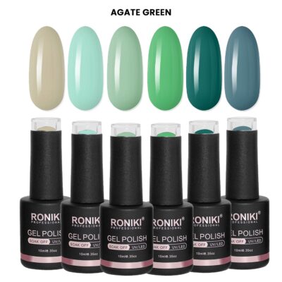 Set 6 Oje Semipermanente Roniki 10ml - AGATE GREEN